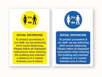 Social Distancing Sign - A4 - Blue - Pack of 5 Blue A4 x5